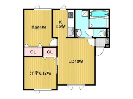 コーポライブリー(2LDK/2階)の間取り写真