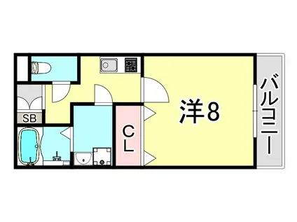 MORES VILLA 上ヶ原(1K/1階)の間取り写真