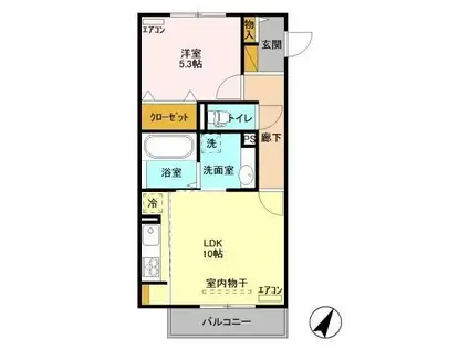 メテオール・スクエア(1LDK/2階)の間取り写真