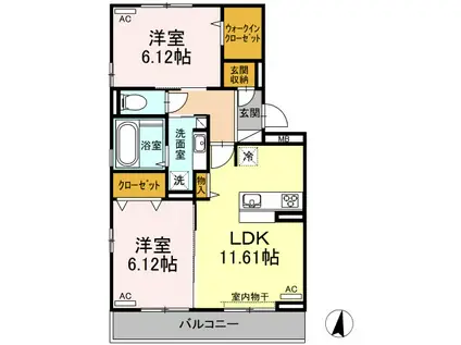 シャノワール(2LDK/3階)の間取り写真