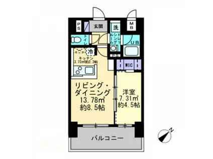 ルスト栗林町(1LDK/4階)の間取り写真