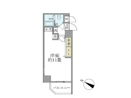 PLUS・ONE(ワンルーム/6階)の間取り写真