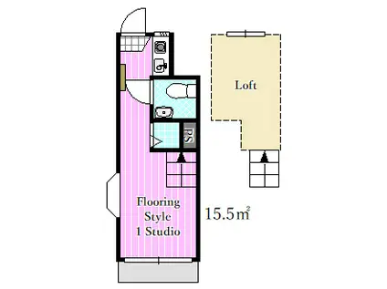 都営新宿線 篠崎駅 徒歩6分 2階建 築40年(1K/1階)の間取り写真