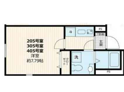 ベルシードステアー武蔵関(1K/2階)の間取り写真