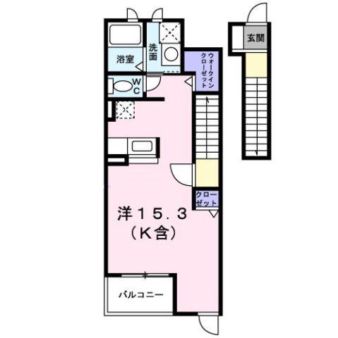 アンソレイエIII(ワンルーム/2階)の間取り写真