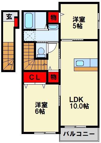 アミティエIII(2LDK/2階)の間取り写真