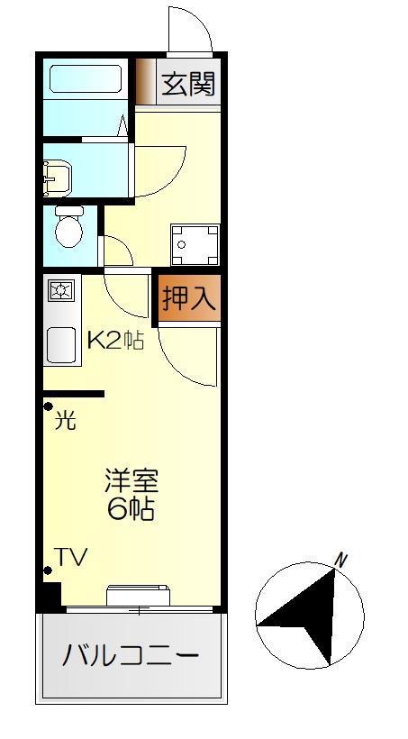 ライジングスクエア(ワンルーム/4階)の間取り写真