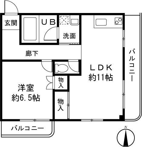 ルミネ等々力(1LDK/2階)の間取り写真