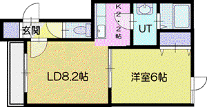 ソルビュー(1LDK/1階)の間取り写真