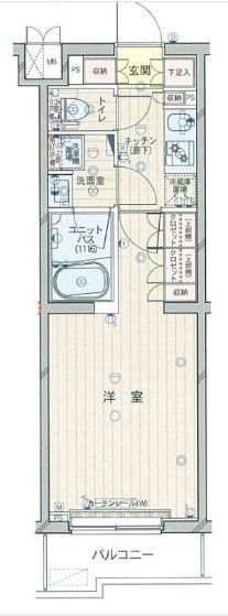 ルーブル武蔵新城参番館(1K/1階)の間取り写真