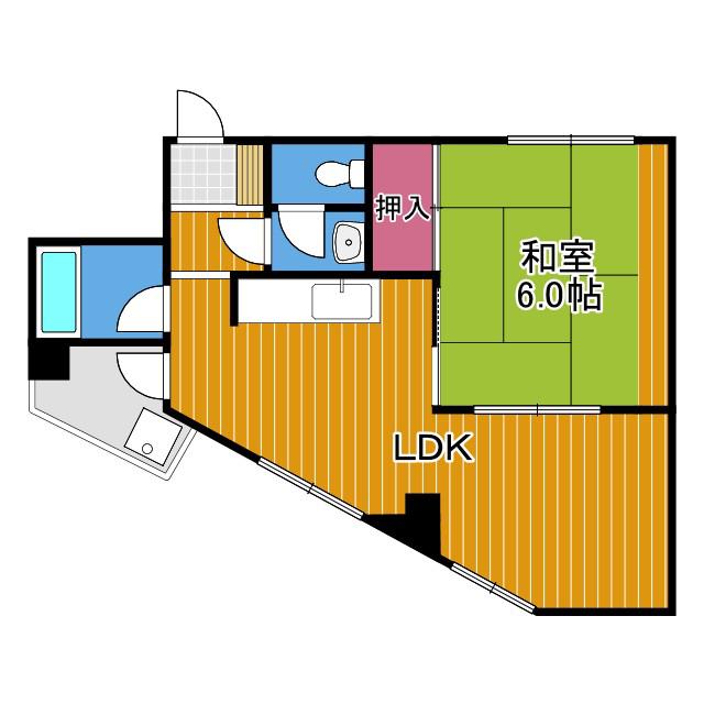 ファミティ弐番館(1LDK/5階)の間取り写真