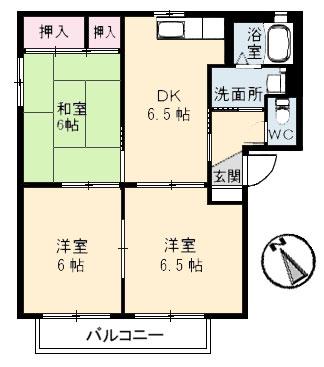 シャーメゾンエイレーネ2棟(3DK/1階)の間取り写真