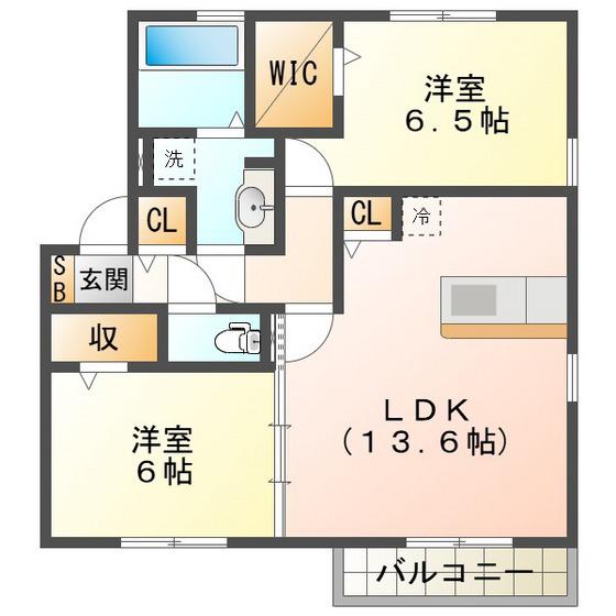 ホワイトハウス(2LDK/2階)の間取り写真