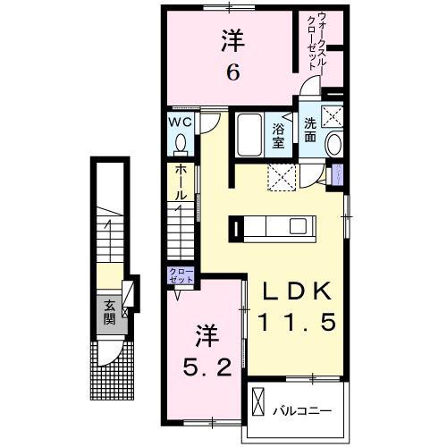 アイルウインド B(2LDK/2階)の間取り写真