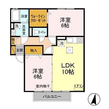 カハラB(2LDK/1階)の間取り写真