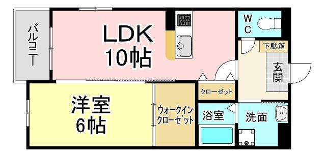 プレステージ中原東(1LDK/2階)の間取り写真
