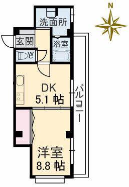 TMKビル(1DK/5階)の間取り写真