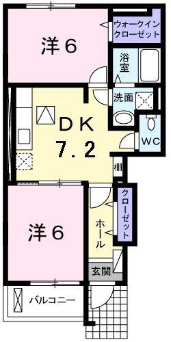 パーチェ A(2DK/1階)の間取り写真