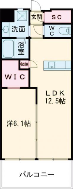 ウィングス八幡駅前(1LDK/14階)の間取り写真