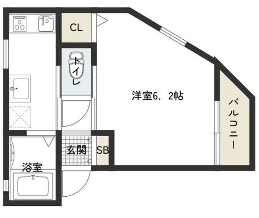 グランメール梅ヶ香町ANNEX(1K/2階)の間取り写真