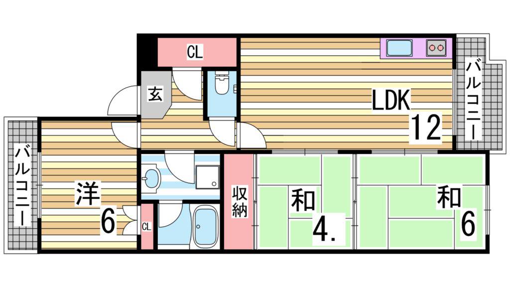ハピネス(3LDK/1階)の間取り写真