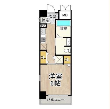 CITYSPIRE靭公園(1K/11階)の間取り写真