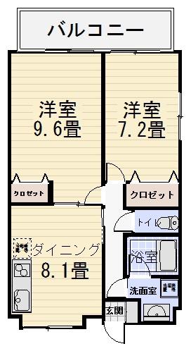 ベロウ位下(2DK/3階)の間取り写真