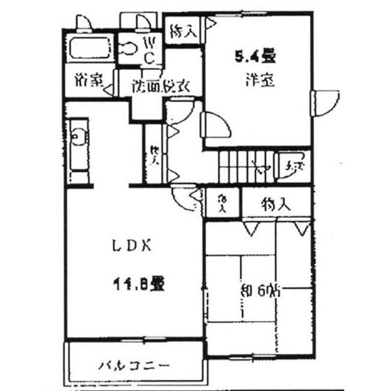 アヴェニール白羽A(2DK/1階)の間取り写真