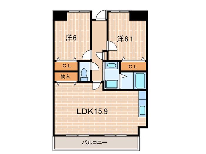 グリーンリッチ夙川II(2LDK/3階)の間取り写真