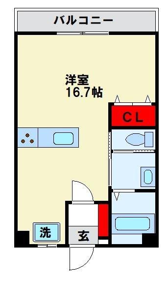 駅南第一ケイコービル(ワンルーム/9階)の間取り写真
