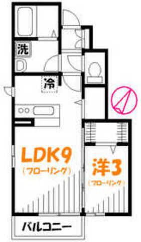 ヴェルドミールC棟(1LDK/1階)の間取り写真