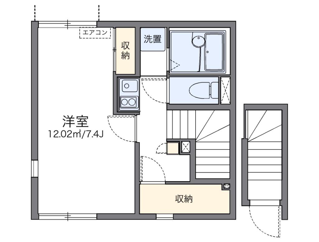 レオネクスト喜多II(1K/2階)の間取り写真
