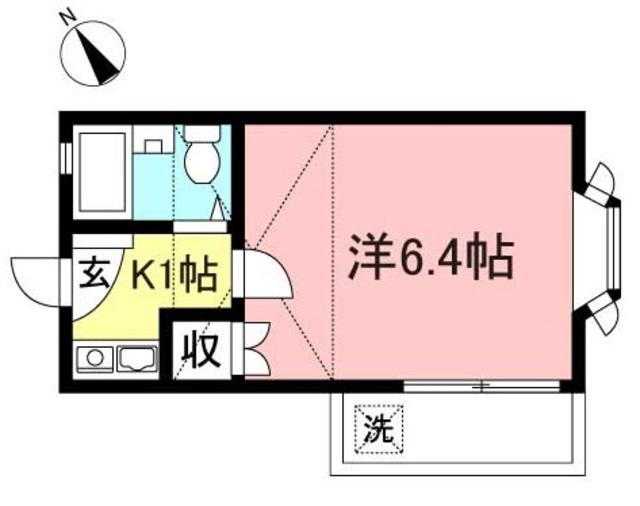 グリーンヒル(1K/2階)の間取り写真