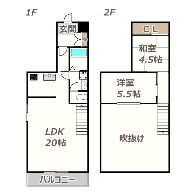 サンプラザ山坂(2LDK/8階)の間取り写真