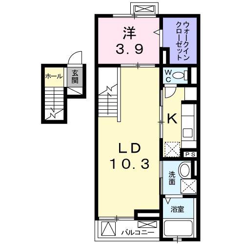 フローリド カシワ(1LDK/4階)の間取り写真