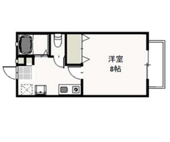 ライフベルクB(1K/2階)の間取り写真