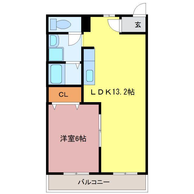 CHAMY(1LDK/2階)の間取り写真