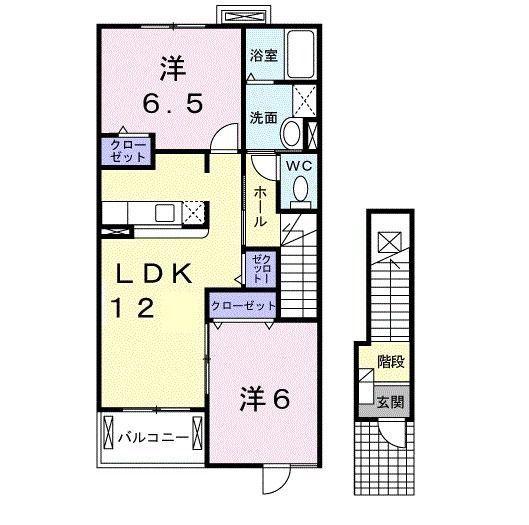 メルツ・ハイムII(2LDK/2階)の間取り写真
