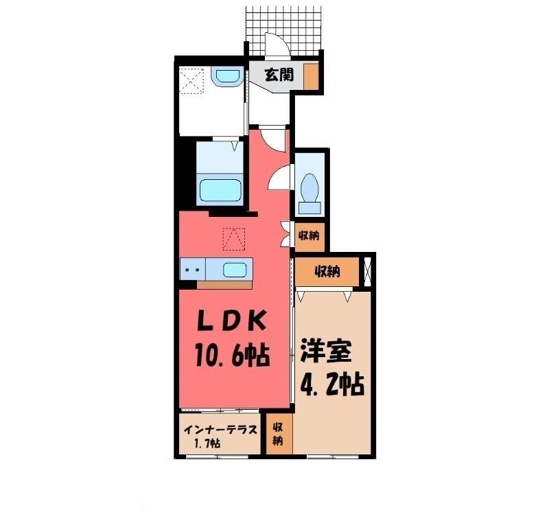 ヴァーチュアス I(1LDK/1階)の間取り写真