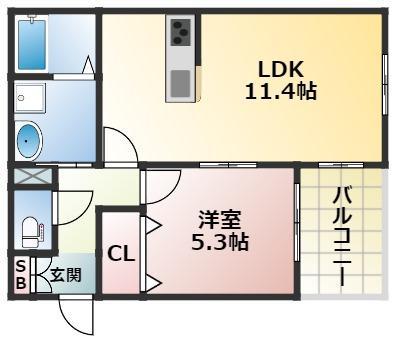 アムール永和(1LDK/1階)の間取り写真