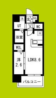 ファステート東大阪アダマス(1LDK/14階)の間取り写真