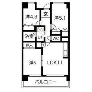 CH158RESIDENCE NAKANOSHIMA(3LDK/4階)の間取り写真
