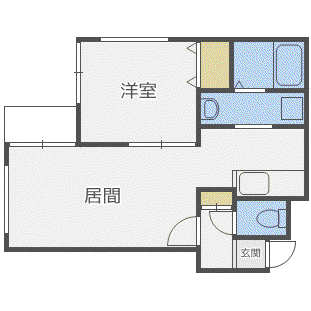 ライフォート麻生(1LDK/4階)の間取り写真