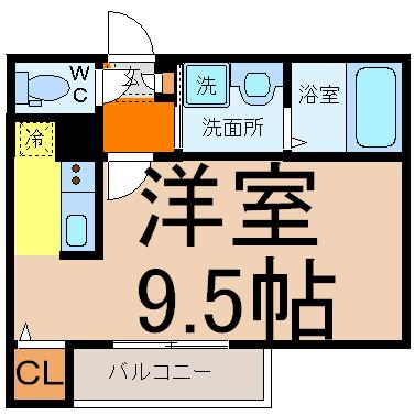グランコンフォール米野II(1K/2階)の間取り写真