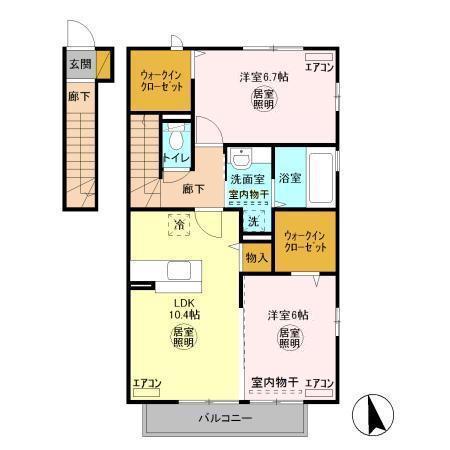 ラヴィーベル西館(2LDK/2階)の間取り写真