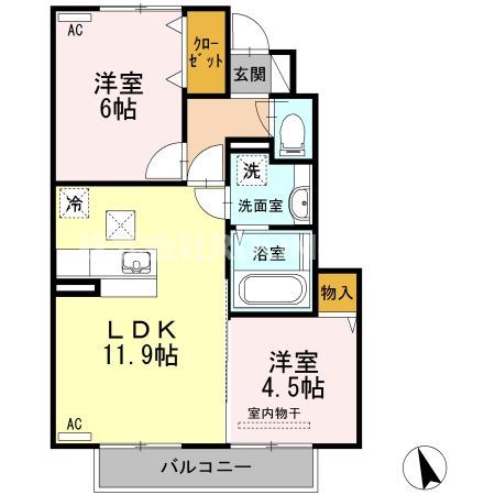 シャイン アべニュー(2LDK/1階)の間取り写真