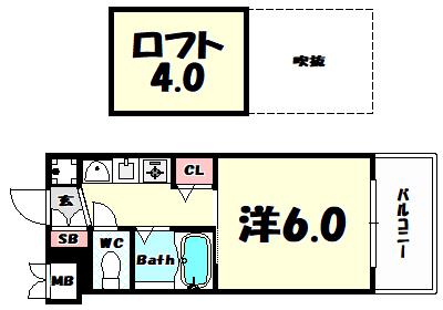 エステムコート三宮駅前ラ・ドゥー(1K/7階)の間取り写真