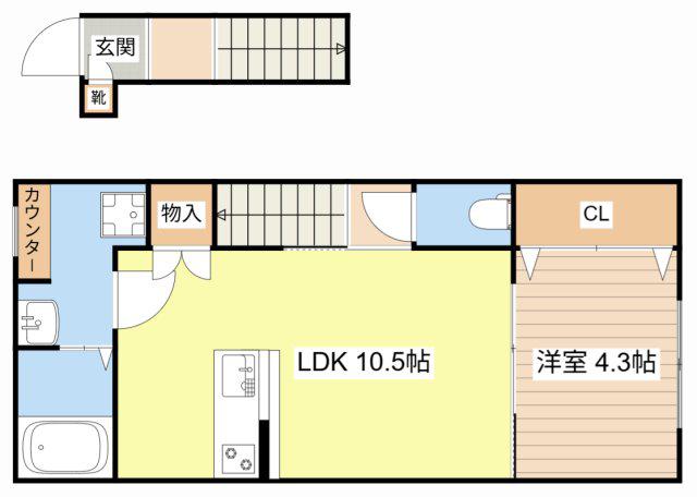 メルシーアモ五個荘(1LDK/2階)の間取り写真