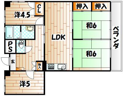 サンシティ金田A棟(4LDK/9階)の間取り写真