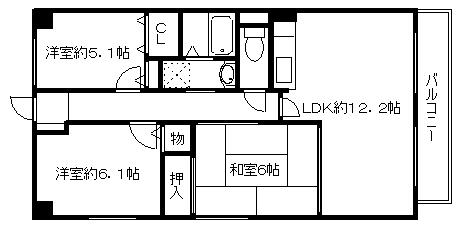 シャルマンド箕面(3LDK/2階)の間取り写真
